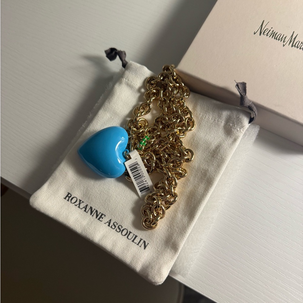 Roxanne Assoulin Gold Necklace with Blue Heart Charm - Picture 3 of 4